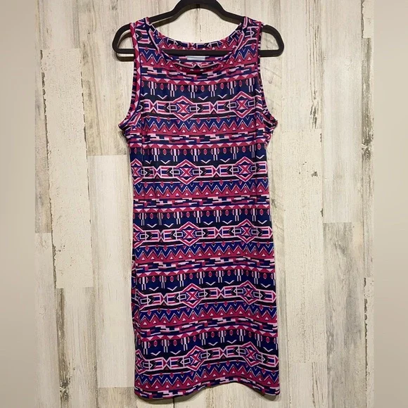 Columbia Purple Pink Chill River Printed Mini Dress Large - Picture 1 of 8